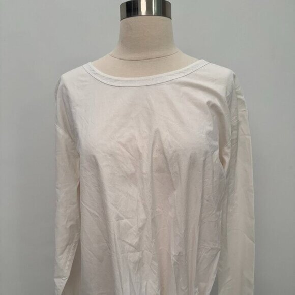 Theory Tops - Theory Serah Long Sleeve Knotted Hem Top White, Size Large